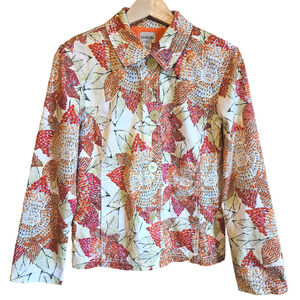 Chico's Floral Sequin Embellished Jacket Multicolor Women's Size 1 (Medium/8)